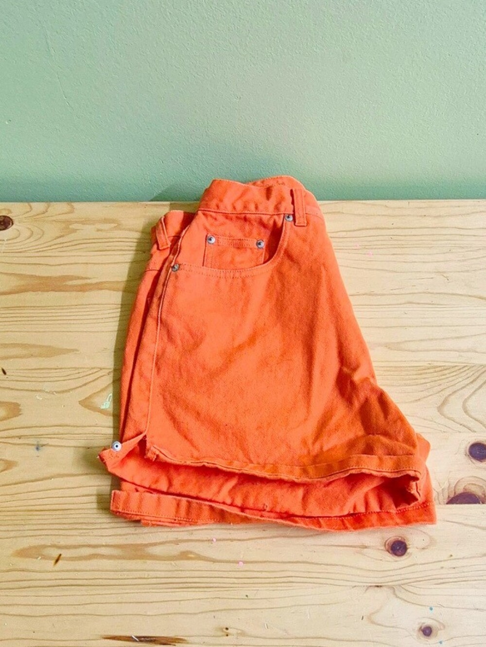 bebe Bright Orange Denim Shorts - Picture 7 of 7